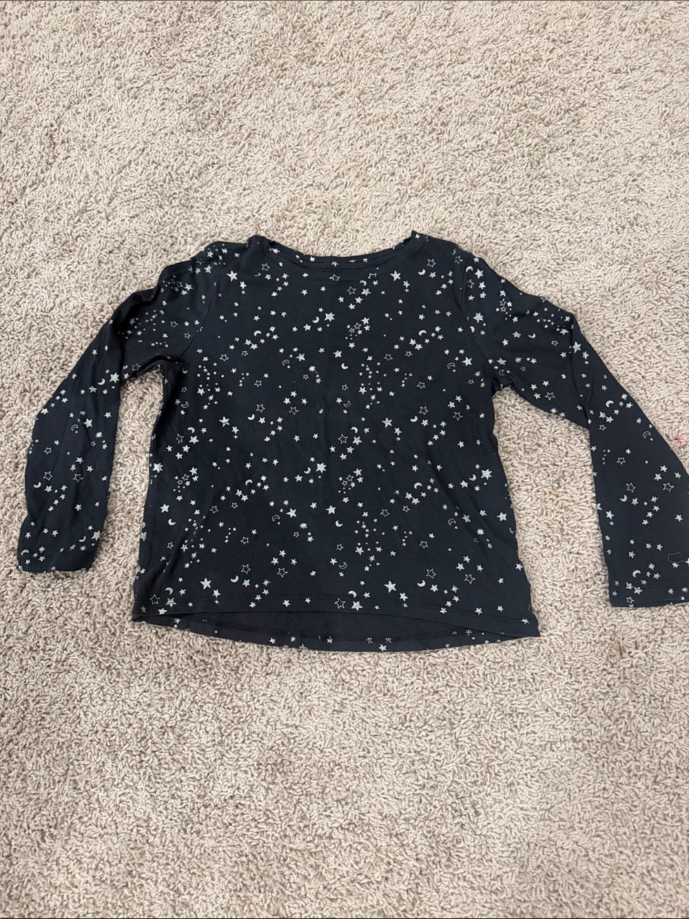 Old Navy Black Long-Sleeve Stars Moons Print Top